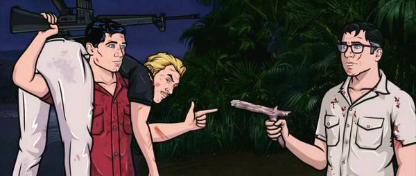 Cyril Figgis suppressing fire Wooden Stick Gun Unicorn Astronaut