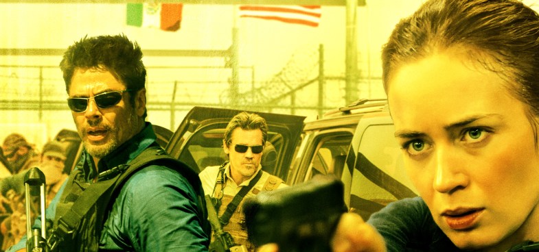 Sicario Poster Emily Blunt, Benicio del Toro, Josh Brolin, Daniel Kaluuya, Maximiliano Hernández, Victor Garber, Jon Bernthal, Jeffrey Donovan, Raoul Trujillo, Julio Cedillo, Denis Villeneuve