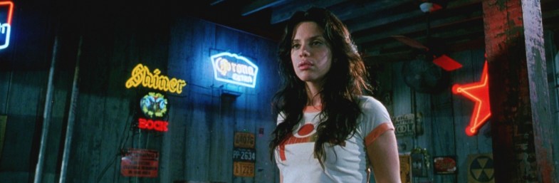 Grindhouse Death Proof Bar lapdance Kurt Russell, Zoë Bell, Rosario Dawson, Vanessa Ferlito, Sydney Tamiia Poitier, Tracie Thoms, Jordan Ladd, Rose McGowan, Mary Elizabeth Winstead, Quentin Tarantino, Eli Roth