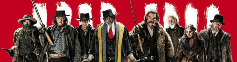 the-hateful-eight-banner-poster-The Hateful Eight Samuel L. Jackson, Kurt Russell, Jennifer Jason Leigh, Walton Goggins, Demián Bichir, Tim Roth, Michael Madsen, Bruce Dern, James Parks, Channing Tatum, Zoë Bell, Quentin Tarantino, Ennio Morricone